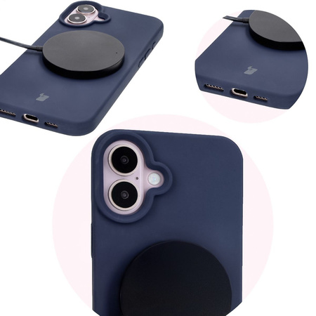 Silikonowe etui Bizon Soft Case do iPhone 16 Plus, ciemnoniebieskie
