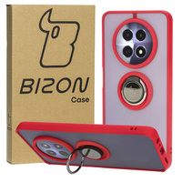 Etui z uchwytem na palec Bizon Case Hybrid Ring do Realme 12 / 12x, przydymione z czerwoną ramką