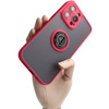 Etui z uchwytem na palec Bizon Case Hybrid Ring do iPhone 14 Pro Max, przydymione z czerwoną ramką