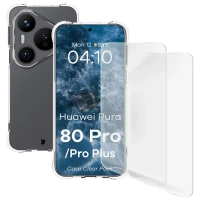 Elastyczne etui + 2x folia na ekran Bizon Case Clear Pack do Huawei Pura 80 Pro / Pro Plus