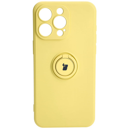 Etui Bizon Case Silicone Ring Sq do Apple iPhone 15 Pro Max, żółte