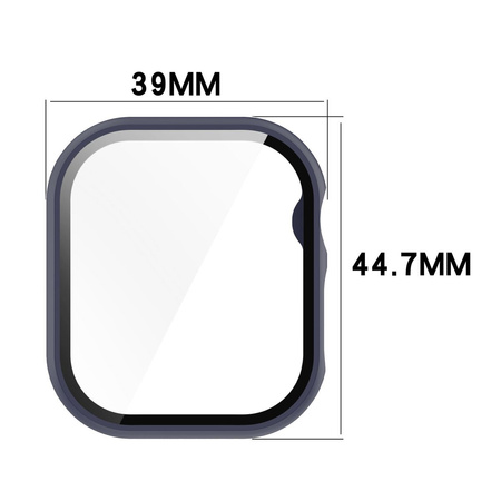 Etui ze szkłem do zegarka Bizon Case+Glass Watch do Apple Watch 11 / 10 42mm, ciemnoniebieskie