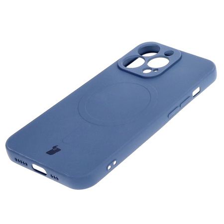 Etui silikonowe z pierścieniem magnetycznym Bizon Case Silicone Magnetic do iPhone 13 Pro, granatowe