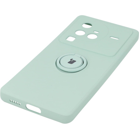 Etui Bizon Case Silicone Ring Sq do VIVO X80 Pro, turkusowe