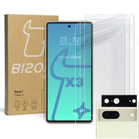 3x Szkło hartowane + szybka na aparat Bizon Glass Clear 2 Pack do Google Pixel 7