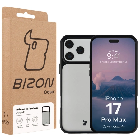 Etui Bizon Case Angelo do iPhone 17 Pro Max, przydymione z czarną ramką