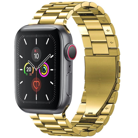 Pasek ze stali nierdzewnej Bizon Strap Watch Aura do Apple Watch 44/45/46/49 mm, złoty