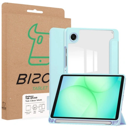 Etui z klapką Bizon Case Tab Clear Matt do Galaxy Tab A11 / A9, błękitne