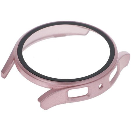 Etui Bizon Case+Glass do Galaxy Watch FE / 5 / 4 40mm, metaliczny róż