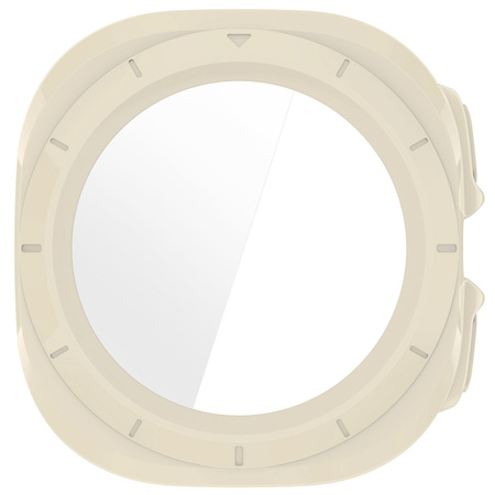 Etui ze szkłem do zegarka Bizon Case Watch Adamo do Galaxy Watch Ultra 2 / 1, beżowe