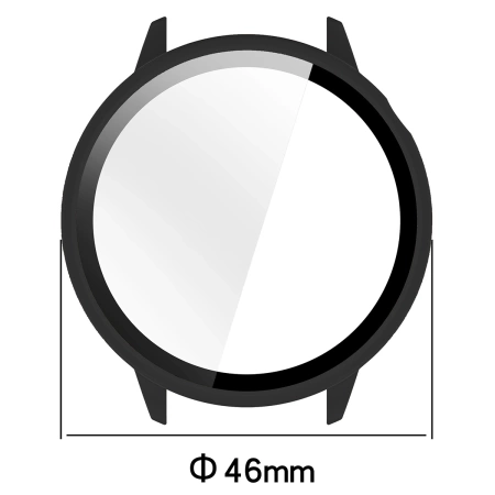 Etui ze szkłem do zegarka Bizon Case Watch Adamo do OnePlus Watch 3 43 mm, czarne