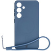 Silikonowe etui z pierścieniem magnetycznym Bizon Case Silicone Magnetic do Galaxy S25 / Galaxy S24, granatowe