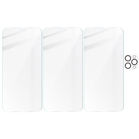 3x Szkło + szybka na aparat BIZON Clear 2 Pack do iPhone 12 Pro