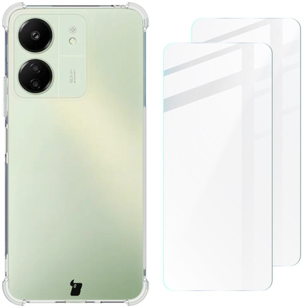 Etui + 2x szkło Bizon Case Clear Pack do Xiaomi Redmi 13 4G, przezroczyste