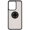 Etui z uchwytem na palec Bizon Case Hybrid Ring do Xiaomi Redmi 13C / Xiaomi Poco C65, przydymione z czarną ramką