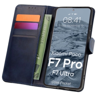 Etui z klapką Bizon Case Pocket do Xiaomi POCO F7 Pro / F7 Ultra, granatowe