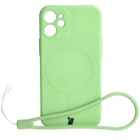 Etui Bizon Case Silicone Magnetic Sq do Apple iPhone 12 Mini, jasnozielone