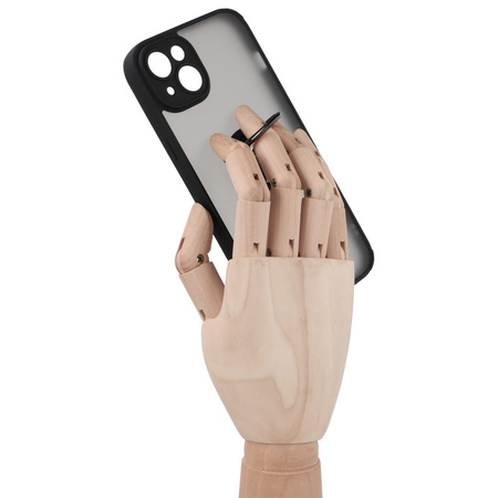 Etui z uchwytem na palec Bizon Case Hybrid Ring do iPhone 14 Plus, przydymione z czarną ramką