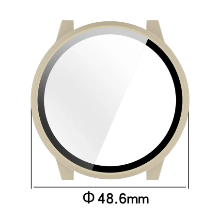 Etui ze szkłem do zegarka Bizon Case Watch Adamo do Garmin Venu 4 45 mm, beżowe