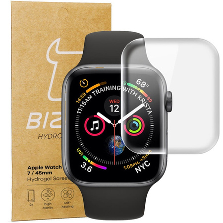 Folia hydrożelowa na ekran Bizon Glass Hydrogel v2, Apple Watch 8/7 45mm, 2 sztuki