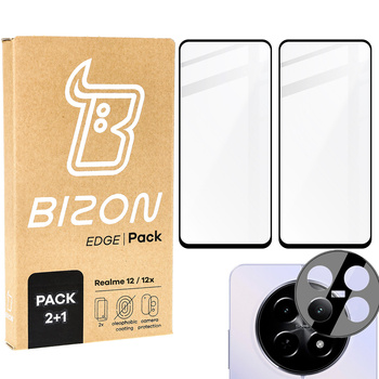 2x Szkło hartowane z ramką + szybka na aparat Bizon Edge 2 Pack do Realme 12/12x