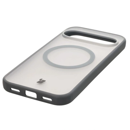 Etui z pierścieniem magnetycznym Bizon Case MatteO do Pixel 10 / 10 Pro, przydymione-szare