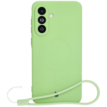 Silikonowe etui z pierścieniem magnetycznym Bizon Case Silicone Magnetic Sq do Galaxy A36 5G, jasnozielone