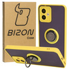 Etui z uchwytem na palec Bizon Case Hybrid Ring do Motorola Moto G14, przydymione z żółtą ramką