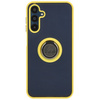 Etui z uchwytem na palec Bizon Case Hybrid Ring do Galaxy M15 5G, przydymione z żółtą ramką
