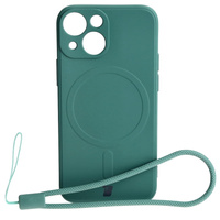 Etui Bizon Case Silicone Magnetic Sq do iPhone 13 Mini, ciemnozielone
