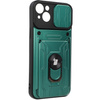 Etui Bizon Case Camshield Card Slot Ring do iPhone 14 Plus, zielone
