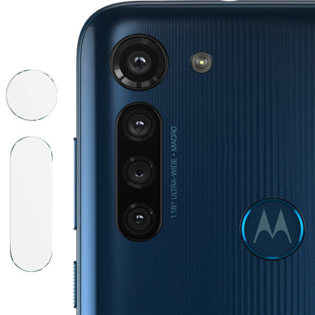 Szkło hartowane Bizon Glass Edge - 2 sztuki + ochrona na obiektyw, Moto G8, czarne