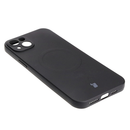 Etui silikonowe z pierścieniem magnetycznym Bizon Case Silicone Magnetic do iPhone 14 Plus, czarne