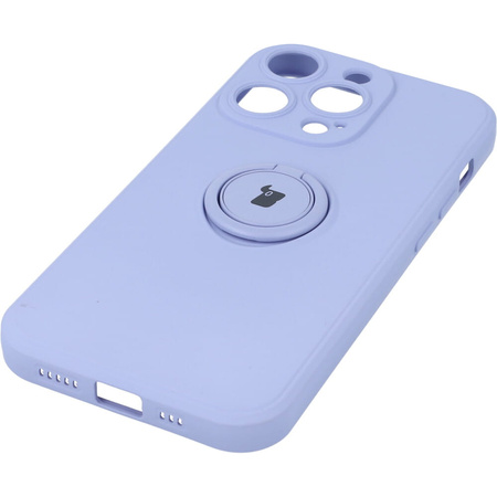 Etui Bizon Case Silicone Ring Sq do iPhone 14 Pro, jasnofioletowe