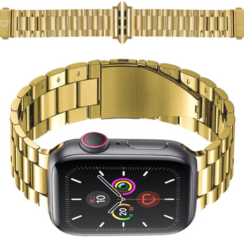 Pasek ze stali nierdzewnej Bizon Strap Watch Aura do Apple Watch 44/45/46/49 mm, złoty