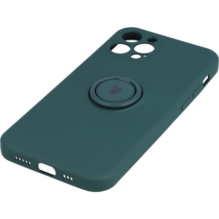 Etui Bizon Case Silicone Ring do iPhone 12 Pro, ciemnozielone