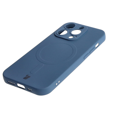 Etui silikonowe z pierścieniem magnetycznym Bizon Case Silicone Magnetic do iPhone 14 Pro, granatowe