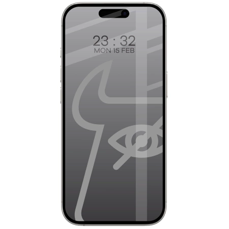 Prywatyzujące szkło hartowane Bizon Glass Edge Shadow do iPhone 16 Pro/ 17 / 17 Pro, przyciemniane z czarną ramką