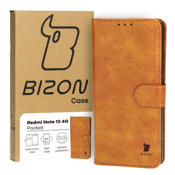 Etui z klapką Bizon Case Pocket do Xiaomi Redmi Note 13 4G, brązowe