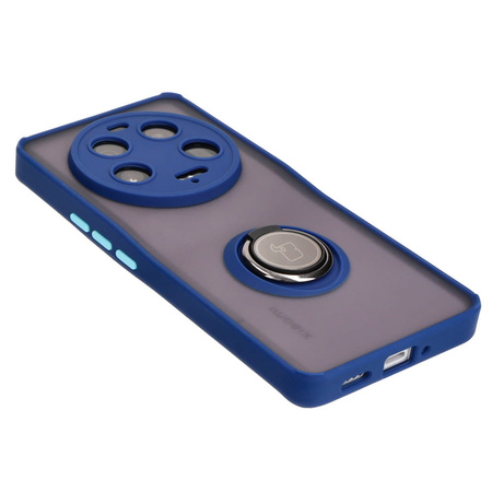 Etui z uchwytem na palec Bizon Case Hybrid Ring do Xiaomi 13 Ultra, przydymione z granatową ramką