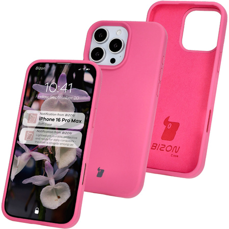 Silikonowe etui Bizon Soft Case do iPhone 16 Pro Max, fuksja