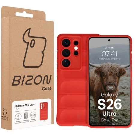 Pancerne etui Bizon Case Tur do Galaxy S26 Ultra, czerwone