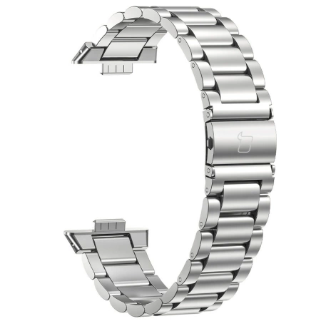 Pasek ze stali nierdzewnej Bizon Strap Watch Aura do Huawei Watch Fit 4 Pro/Fit 4/Fit 3, srebrny