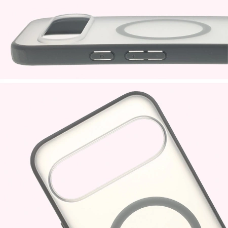 Etui z pierścieniem magnetycznym Bizon Case MatteO do Pixel 10 Pro XL, przydymione-szare