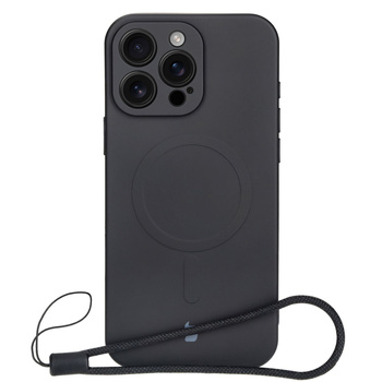 Silikonowe etui z pierścieniem magnetycznym Bizon Case Silicone Magnetic do iPhone 16 Pro, czarne