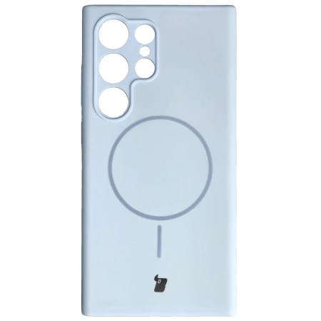 Silikonowe etui z pierścieniem magnetycznym Bizon Soft Case Magnetic do Galaxy S24 Ultra, błękitne