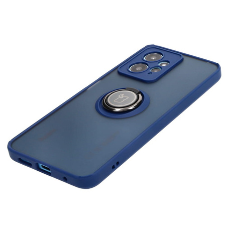 Etui z uchwytem na palec Bizon Case Hybrid Ring do Xiaomi Redmi Note 12 4G, przydymione z granatową ramką