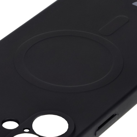 Silikonowe etui z pierścieniem magnetycznym Bizon Case Silicone Magnetic do iPhone 16 Plus, czarne