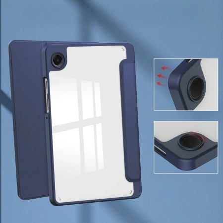 Etui z klapką Bizon Case Tab Clear Matt do Galaxy Tab A11 / A9, granatowe