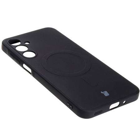 Silikonowe etui z pierścieniem magnetycznym Bizon Case Silicone Magnetic Sq do Galaxy A16 4G / 5G, czarne